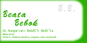 beata bebok business card